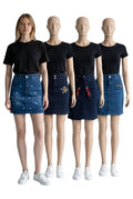 Jupe en Jean Ajustée à Broderies et Détails Uniques (Tailles 36-48)