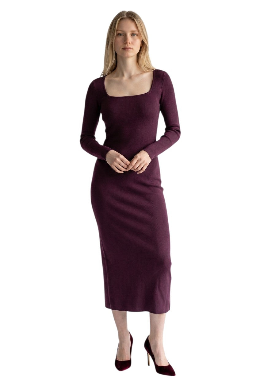 Robe Midi Victoria Dos Nu à Zip Doré – Prune Royal
