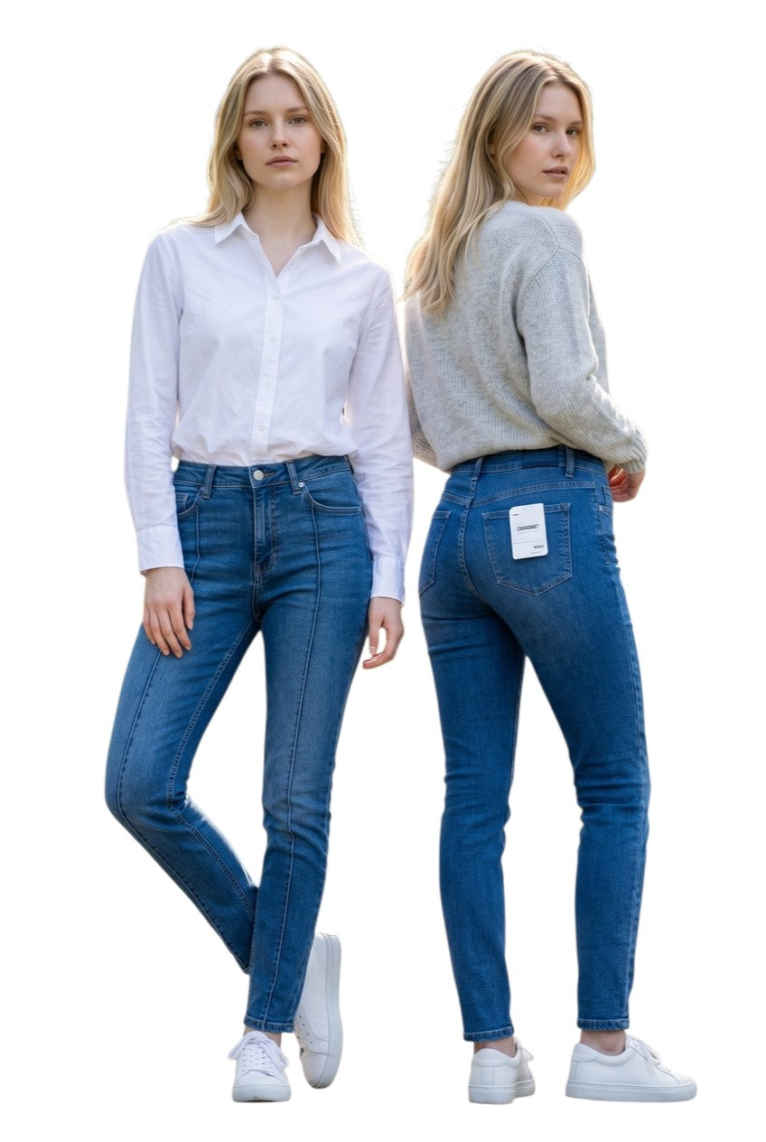 Jean Slim Sculptant Royal à Surpiqûres – Bleu Indigo