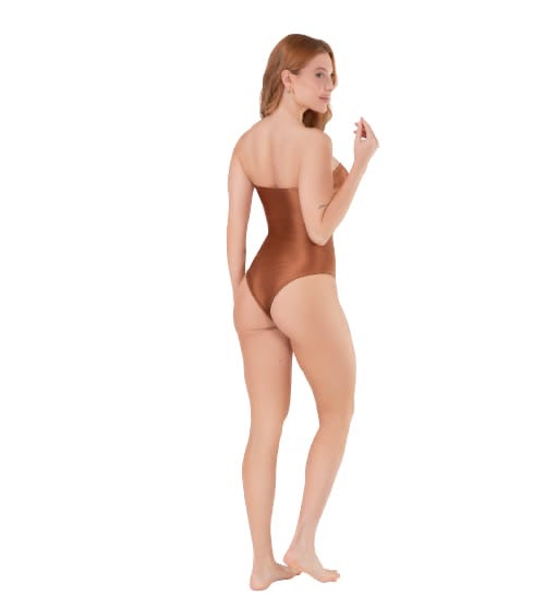 Maillot de Bain Une Pièce Bustier Chic – Collection Éclat de Bronze