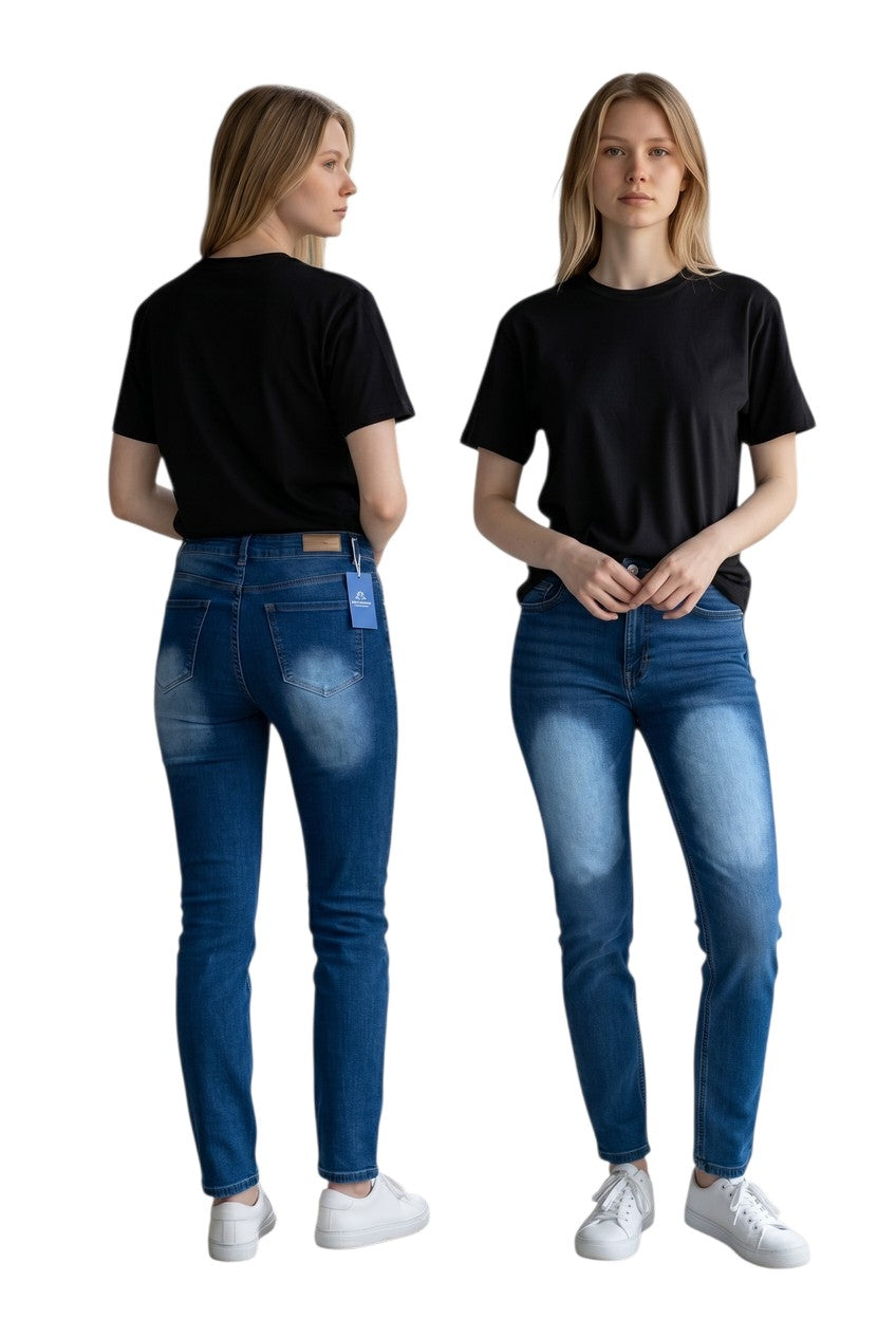 Jean Slim Sculptant "Splendor Denim" – Délavé Royal Lumineux
