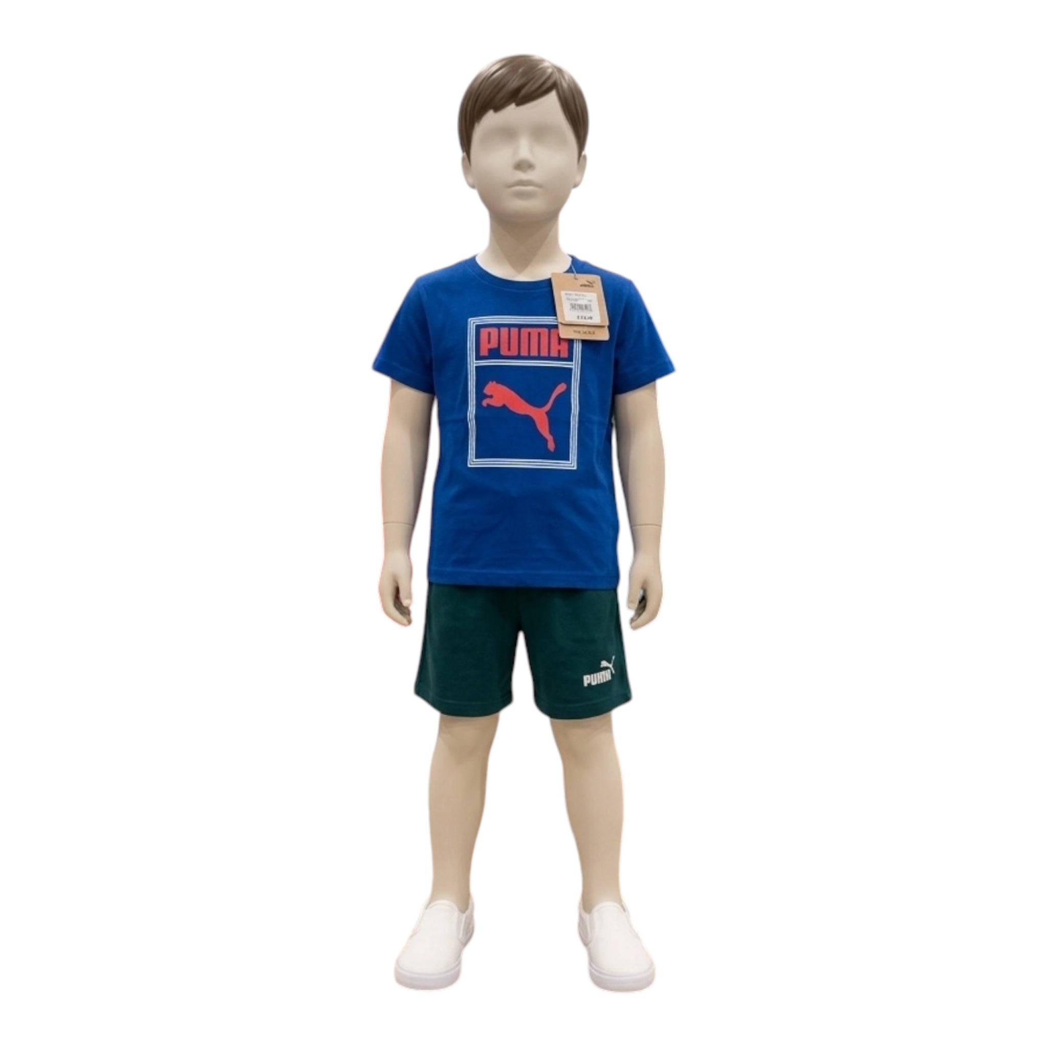 Ensemble Sportswear 2 Pièces Puma Enfant – T-shirt Bleu & Short Vert