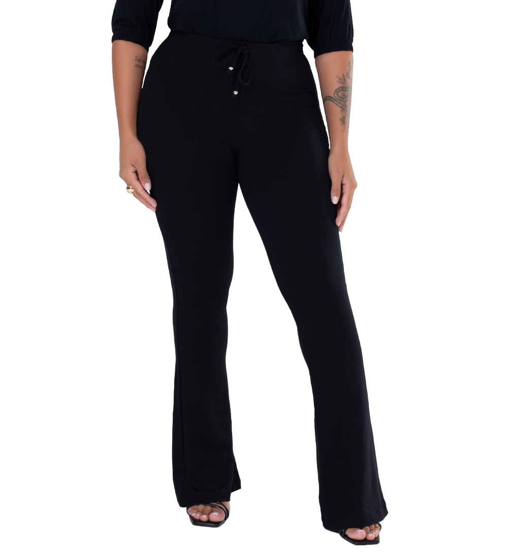 Pantalon Flare Fluide à Cordon Doré – Penélope