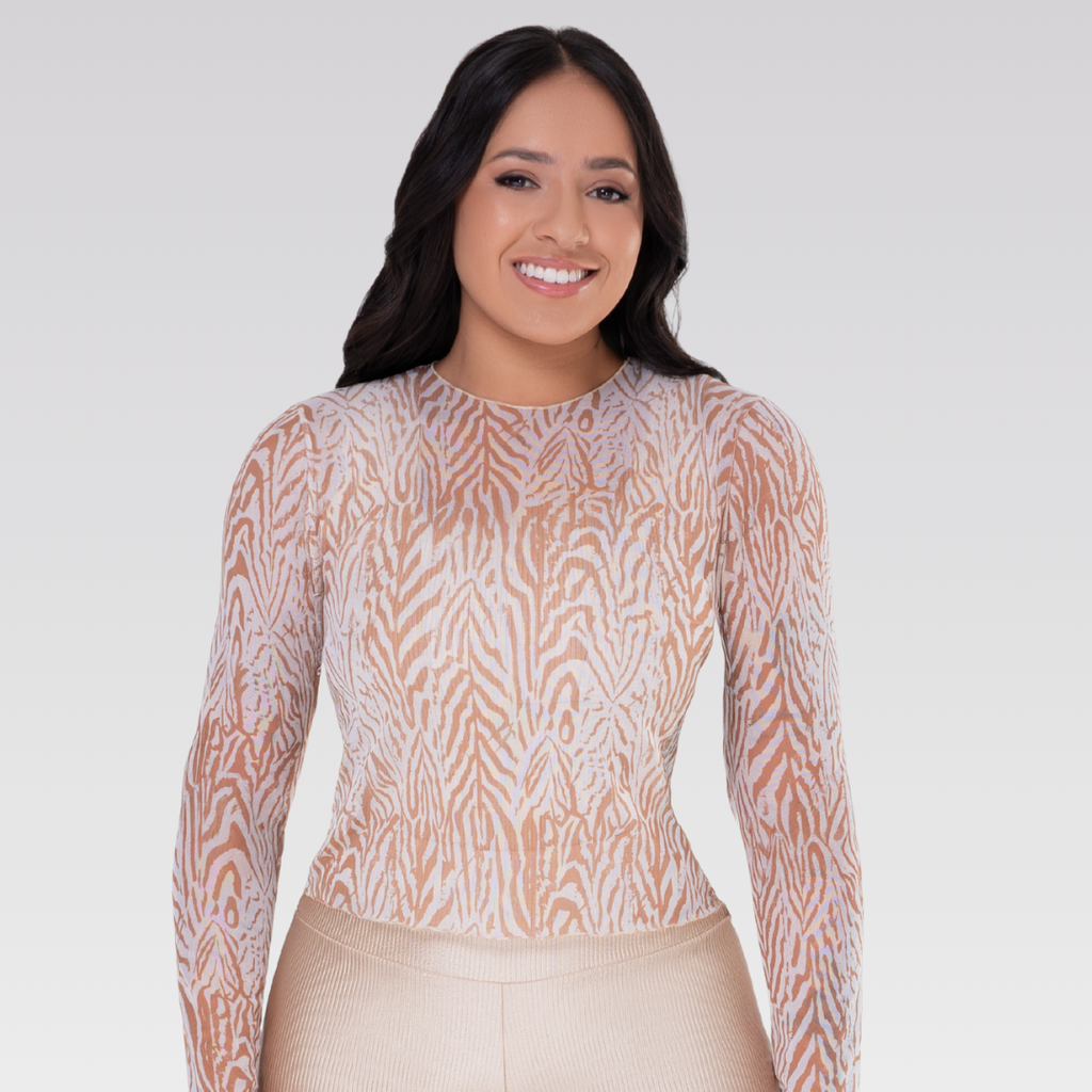 Top Seconde Peau Transparent en Tulle Zébré – Natália