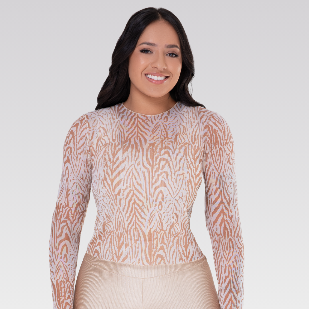 Top Seconde Peau Transparent en Tulle Zébré – Natália